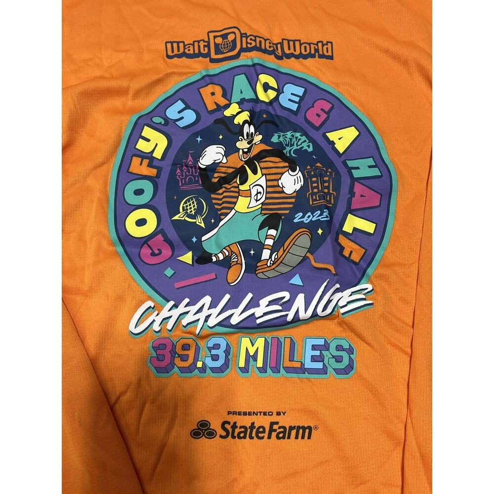 Run Disney Unisex Goofy's Race and A Half Challenge Long Sleeve S Orange 2023